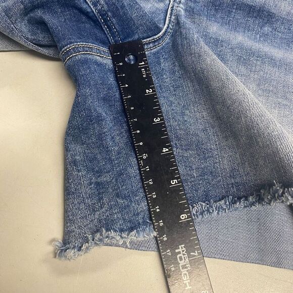 EDGELY Women’s Jean Shorts Button Fly Size 18W High Rise Raw Edge Blue Denim - Picture 7 of 11